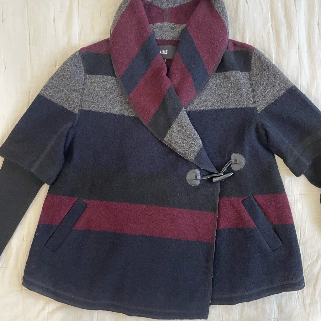 Line Asymmetrical Cape Jacket Wool-Blend Fabric